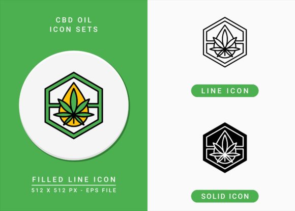 CBD Oil Icons Set for Creative Design Projects